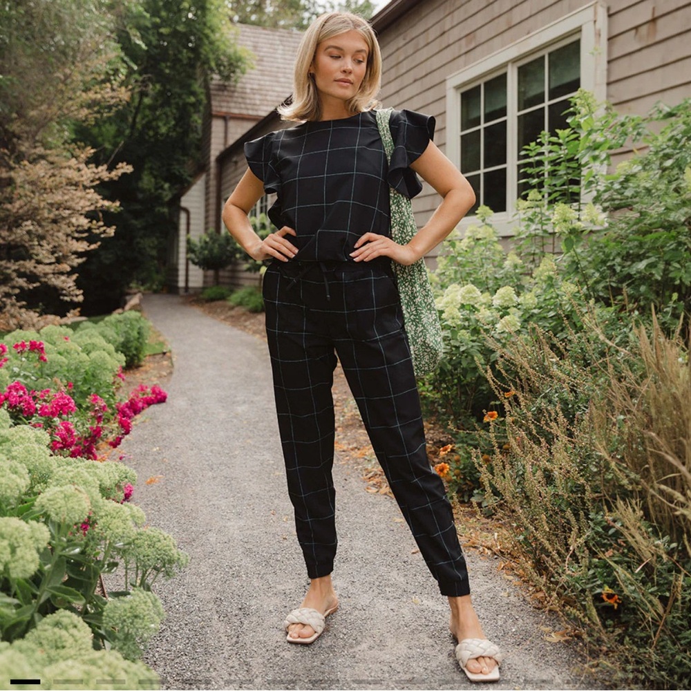 Albion 9 to 9 Jumpsuit in Black Windowpane XS